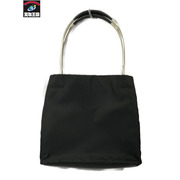 ハンドバッグ テスートナイロン プレートなし 無地 黒