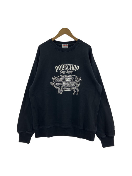 PORKCHOP PORK FRONT SWEAT プリントスウェット XL 黒[値下]