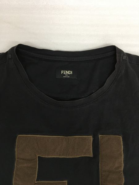 FENDI　レディースラグ衣料 FFロゴクルーネックTシャツ/XL/FY0894 A2BN