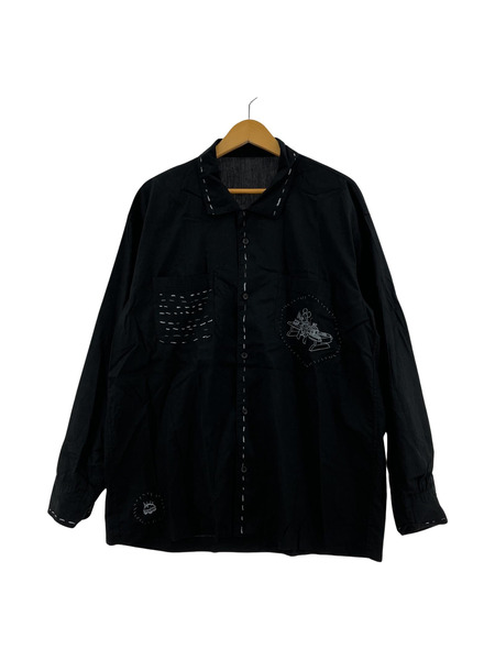 Porter Classic×Disney/お針子コレクション アロハロングシャツ/M/ブラック