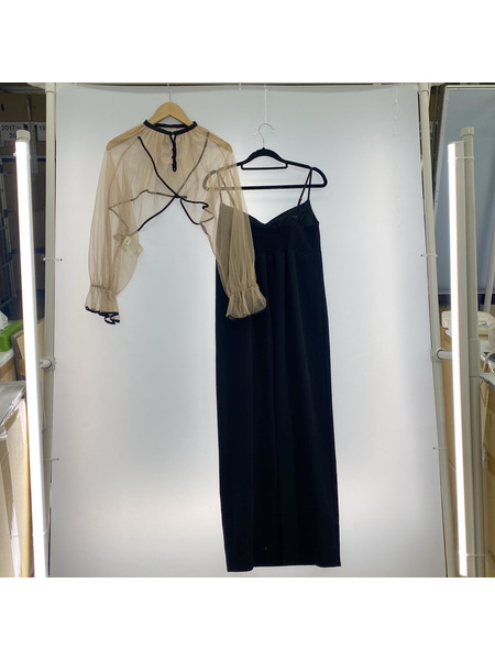 AMERI 長袖Tシャツ・カットソー MANY WAY AIRY VEIL DRESS M ブラック