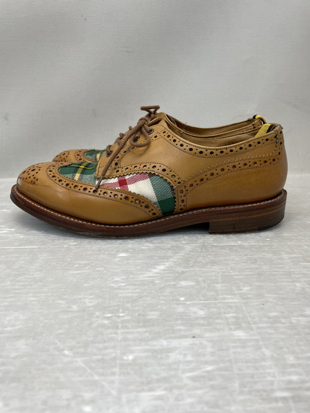 Tricker's ウィングチップチェックレザーシューズ ブラウン