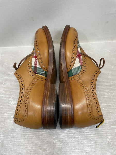Tricker's ウィングチップチェックレザーシューズ ブラウン
