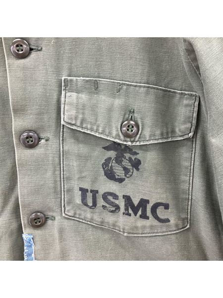 OLD・VINTAGE 長袖シャツ USMC 60s-70s OG-107 ステンシル ユーティリティシャツ