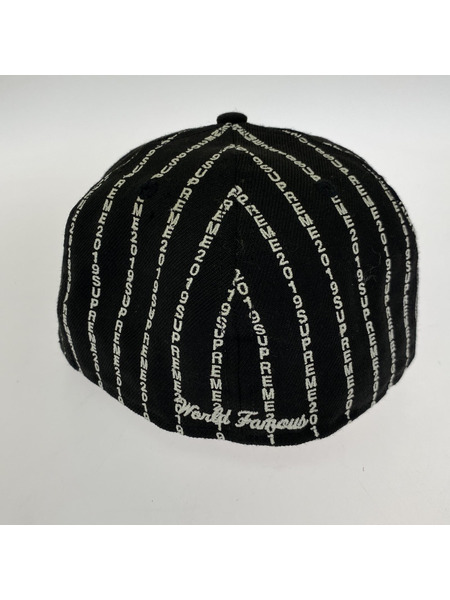 Supreme キャップ × NEW ERA TEXT STRIPE 黒 (57.7cm)