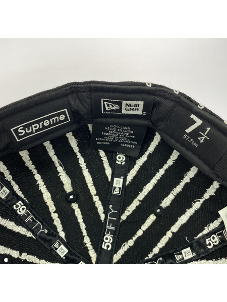 Supreme キャップ × NEW ERA TEXT STRIPE 黒 (57.7cm)