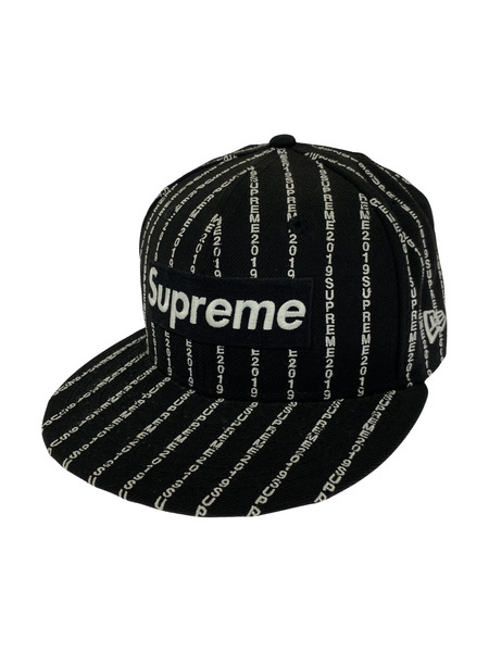 Supreme キャップ × NEW ERA TEXT STRIPE 黒 (57.7cm)