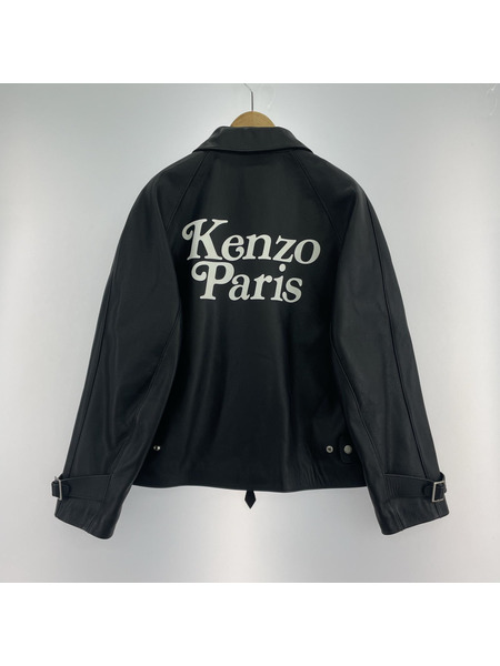 KENZO Verdy モーターサイクルジャケット レザーライダース M 黒[値下]