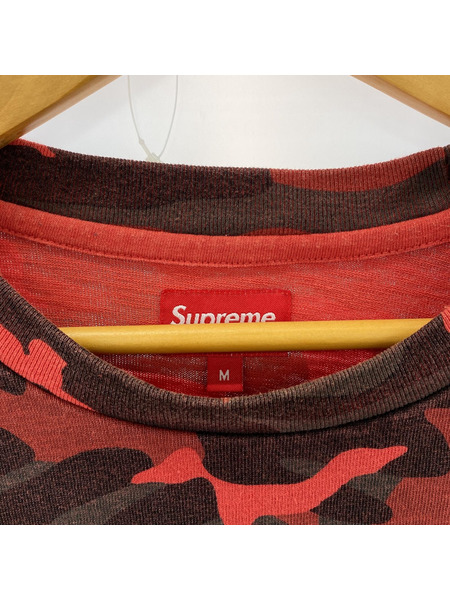 23ss Supreme S/S 胸ポケ カモ柄tee RED （M)