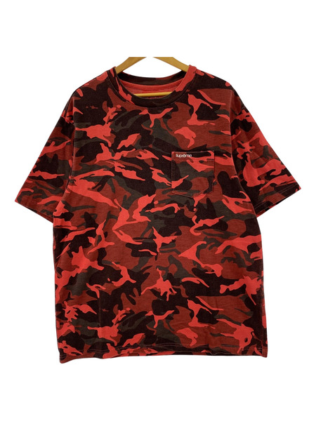 23ss Supreme S/S 胸ポケ カモ柄tee RED （M)