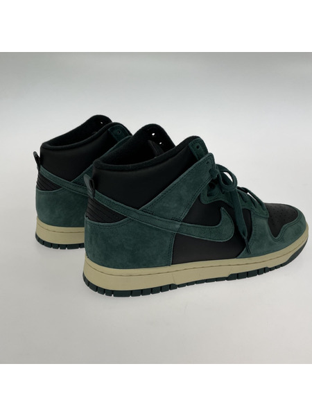 NIKE Dunk High Retro PRM Black and Deep Green 28.0cm