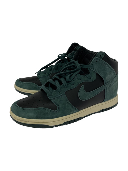 NIKE Dunk High Retro PRM Black and Deep Green 28.0cm