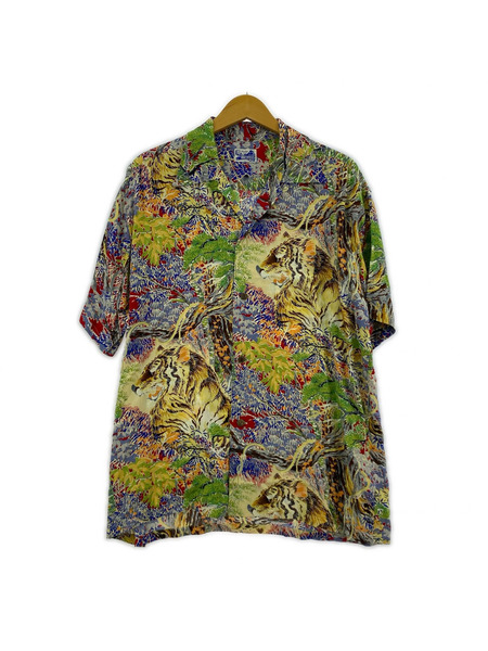 BEAMS 長袖シャツ 別注 雷門タグ × SUNSURF アロハ 虎