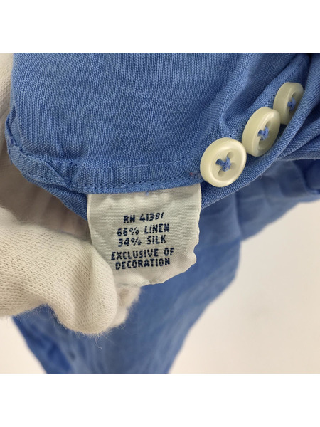 POLO RALPH LAUREN 半袖シャツ シルク×リネン オープンカラーシャツ 裾ポニー L