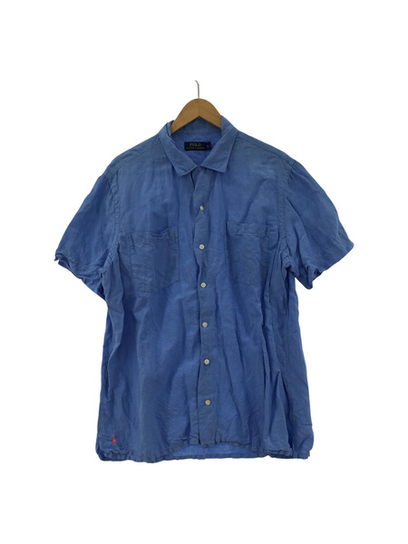 POLO RALPH LAUREN 半袖シャツ シルク×リネン オープンカラーシャツ 裾ポニー L