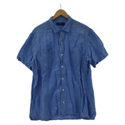 POLO RALPH LAUREN 半袖シャツ シルク×リネン オープンカラーシャツ 裾ポニー L