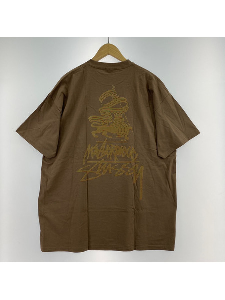 STUSSY　MASTERPIECE Tシャツ　ブラウン　XL　汚レ