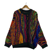 90s COOGI 3Dニット プルオーバー マルチ Sサイズ