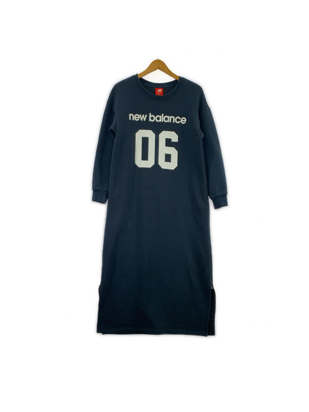 NEW BALANCE 長袖ワンピース プリント(S)ネイビー