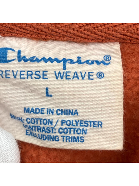 Champion REVERSE WEAVE 青タグ 目有リ オレンジ プルオーバーパーカー L