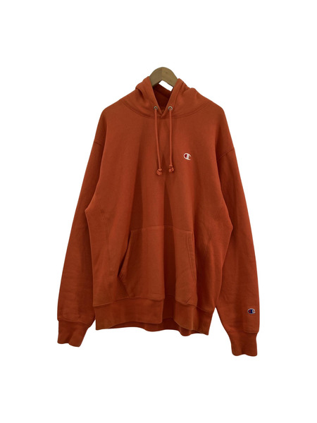 Champion REVERSE WEAVE 青タグ 目有リ オレンジ プルオーバーパーカー L