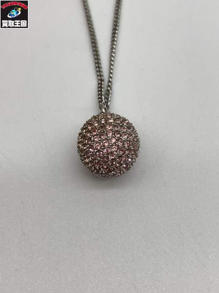 Dior ディオール ボール ピンク ロゴラインストーンネックレス