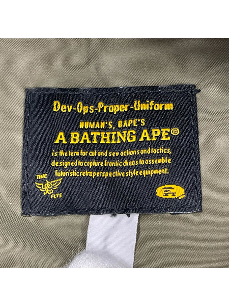 A BATHING APE 襟ワイヤー ミリタリーテックジャケット M カーキ