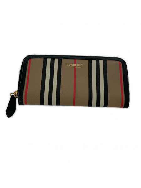 BURBERRY 長財布 ラウンドファスナー チェック柄 長財布