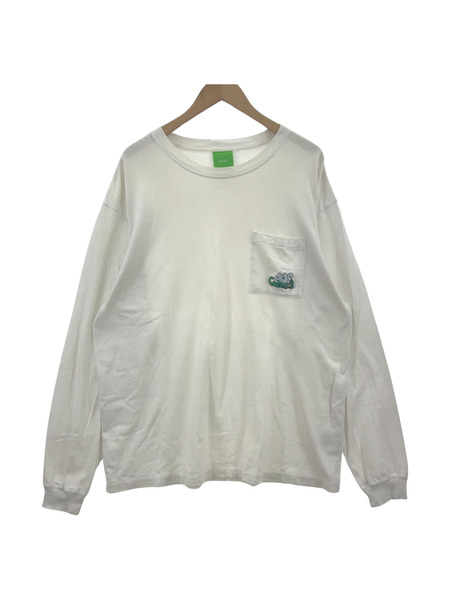 HUF L/S 刺繍Tee WHT (L)[値下]