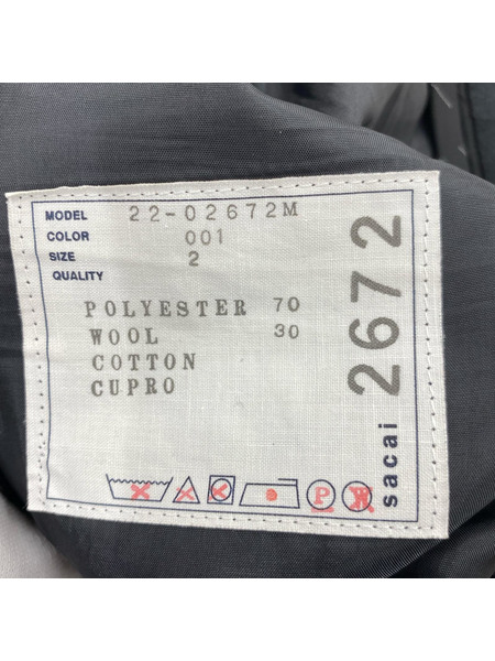 Sacai パンツ 22ss suiting pants 2 ブラック
