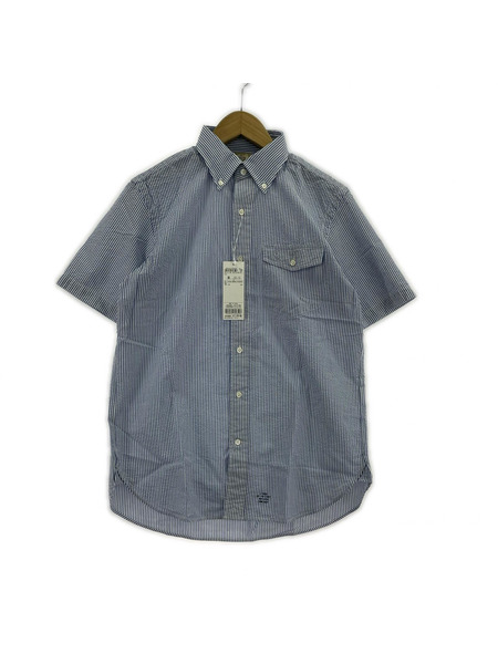 J.PRESS 半袖シャツ シアサッカー ストライプ 水色/白