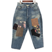 JUNYA WATANABE COMME des GARCONS Floral Patch Denim Pants S