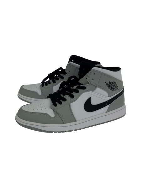 NIKE AIR JORDAN 1 MID (28.5) LIGHT SMOKE GREY/BK-WT