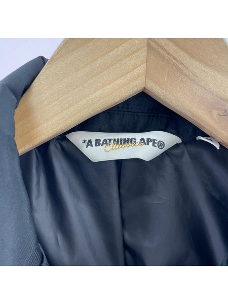 A BATHING APE サルカモ柄 ダウンテーラードジャケット M ブラック