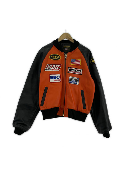 VANSON ライダース TJ ライダース ワッペン オレンジ 40