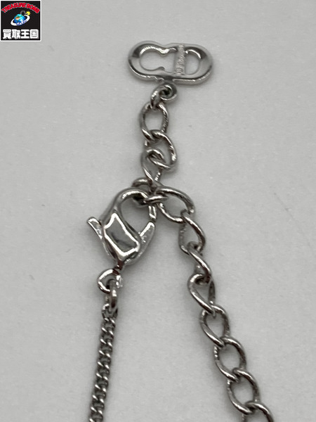 Dior ディオール ロゴラインストーン ネックレス シルバーｊカラー