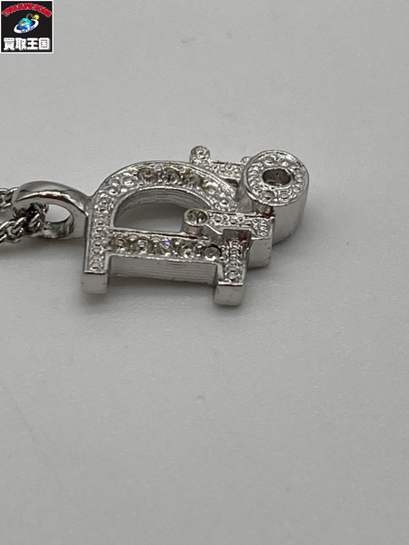 Dior ディオール ロゴラインストーン ネックレス シルバーｊカラー