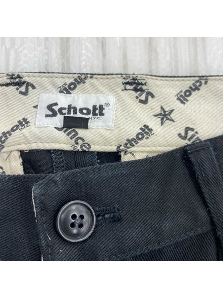 schott パンツ 2タックワイドパンツ 黒 (S)[値下]