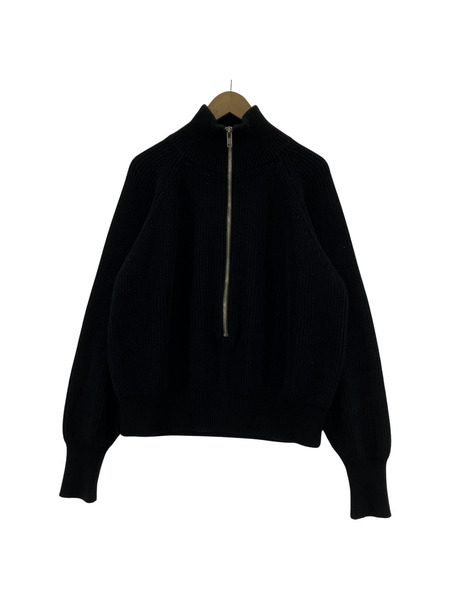 BATONER×L'ECHOPPE Half Zip Ficherman Knit ハーフジップニット M 黒