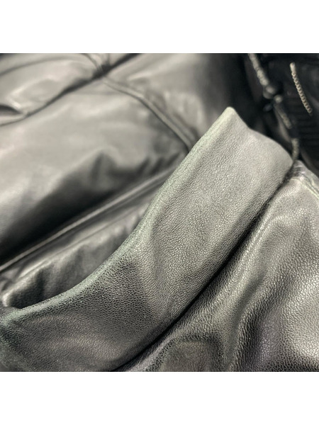 A BATHING APE 01AW 青山限定 シープスキン フーデットレザーダウンジャケット M 黒