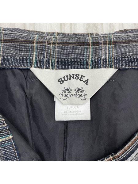 SUNSEA CHECK WIDE PANTS チェックワイドパンツ 2 グレー[値下]
