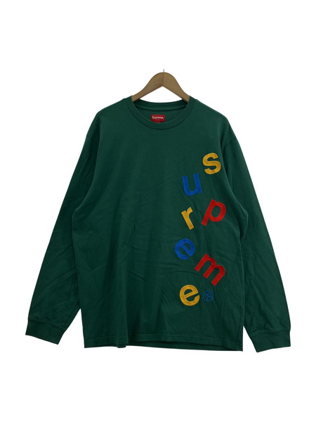 Supreme ロゴ刺繍ロンT (L) 緑