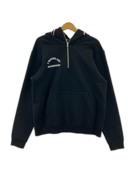 A BATHING APE NEIGHBORHOOD Two Face Half Zip Hoodie 黒