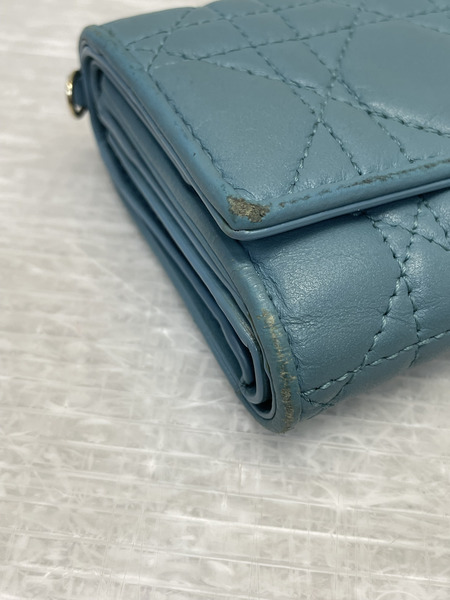 Dior カナージュ 三つ折り コンパクト ウォレット ターコイズ[値下]