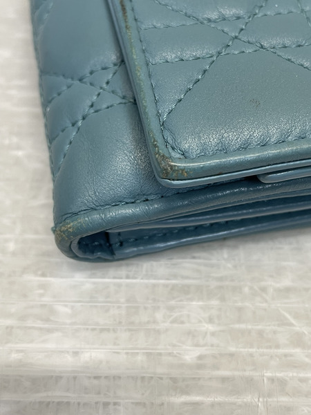 Dior カナージュ 三つ折り コンパクト ウォレット ターコイズ[値下]