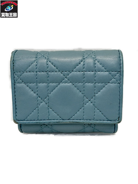 Dior カナージュ 三つ折り コンパクト ウォレット ターコイズ[値下]