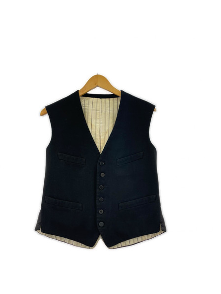 OLD・VINTAGE ジレ・ベスト 30s シンチバック クルミ釦 黒