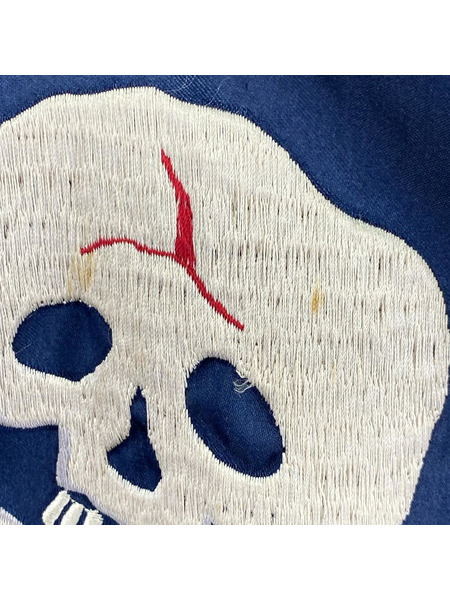 東洋エンタープライズ ブルゾン・ジャンパー スーベニア サテン スカル 髑髏 龍 青白 (XL)