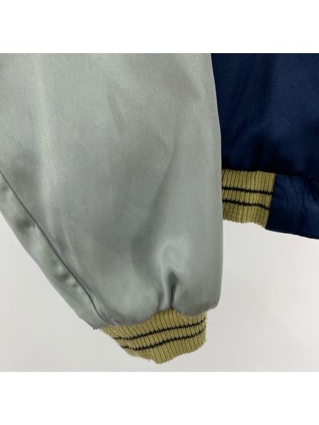 東洋エンタープライズ ブルゾン・ジャンパー スーベニア サテン スカル 髑髏 龍 青白 (XL)