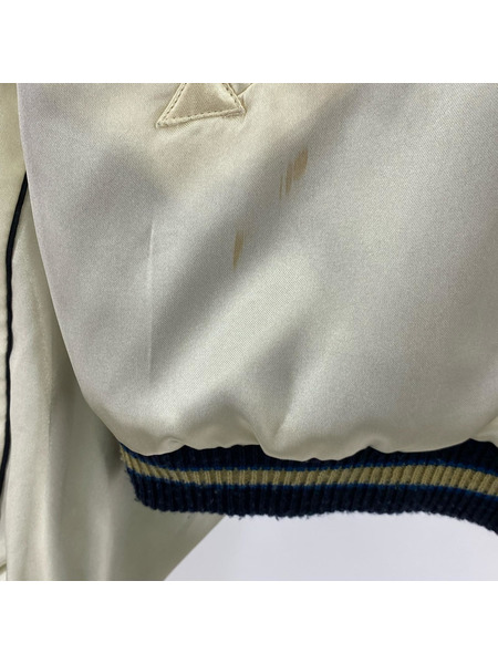 東洋エンタープライズ ブルゾン・ジャンパー スーベニア サテン スカル 髑髏 龍 青白 (XL)